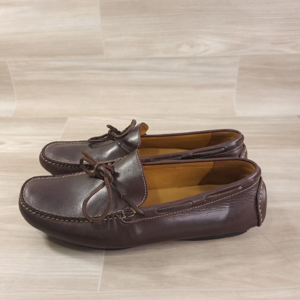 Cole Haan Gunnison Driving Moc 8M Brown Leather Rawhide Lace Driving Loafers